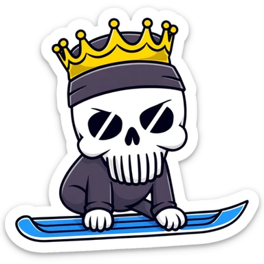 cool skull with a royal crown and a ski mask sticker