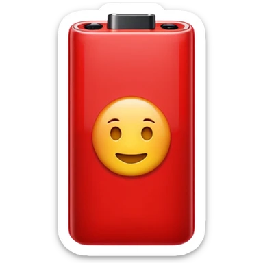 iPhone emoji style battery icon almost empty with red color at the end, glossy and clean sticker