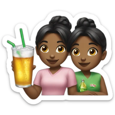black girl and black hair in a bun drinking Canada Dry sticker