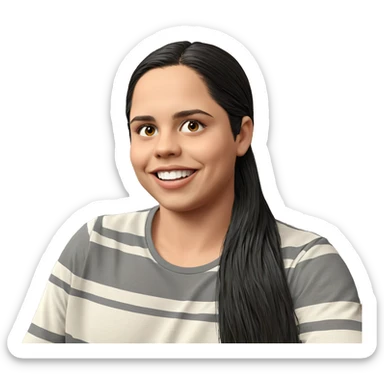 smiling boy with long hair sticker