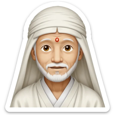 Shirdi Sai Baba's face with gentle smile and white beard sticker