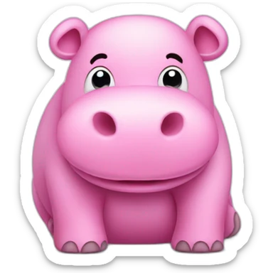cute pink hippo feeling cold sticker