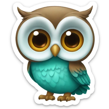 Turquoise owl with brown eyes sticker