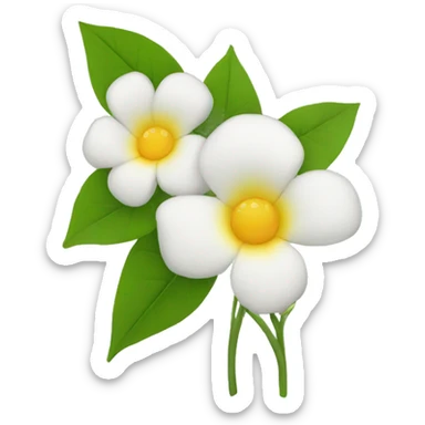3 jasmins flowers with leafs emojis sticker