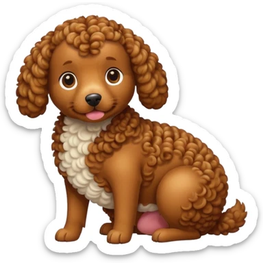 pregnant curly dog holding its belly sticker