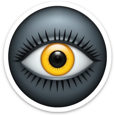 Minimal emoji, gothic futuristic eye, cold grey sclera, pupil replaced by a solid black number 8, occult cyber aesthetic, sharp clean lines, flat emoji design, centered, transparent background sticker
