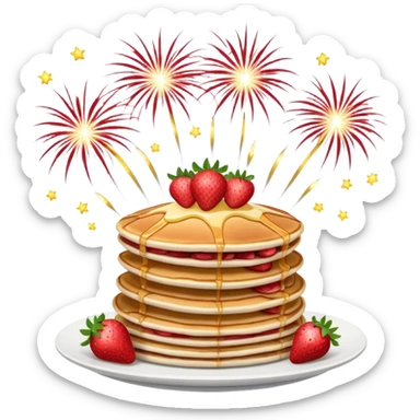 strawberry pancakes with fireworks  sticker