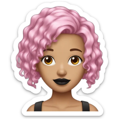 very-ugly-girl-pink-hair-and-black-lipqtick sticker