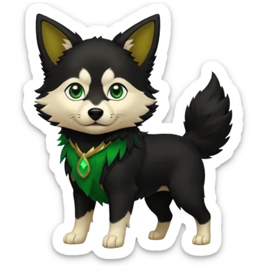 dog loki god of mischief dynamic pose sticker