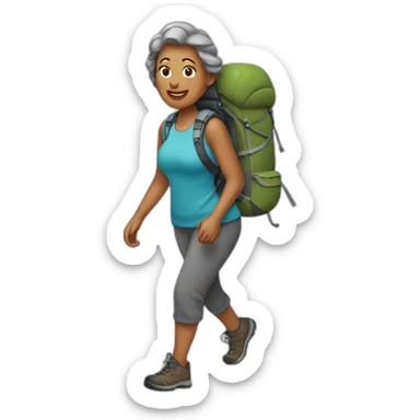 Woman 50 years old is Hiking sticker