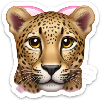 Leopard pink heart sticker