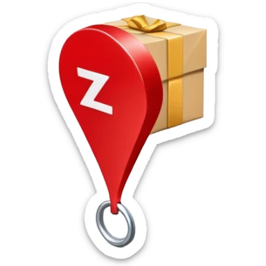 location pin with a package, representing Zielort (destination) sticker