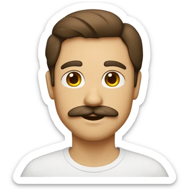 homme, brun, blanc avec une moustache sticker