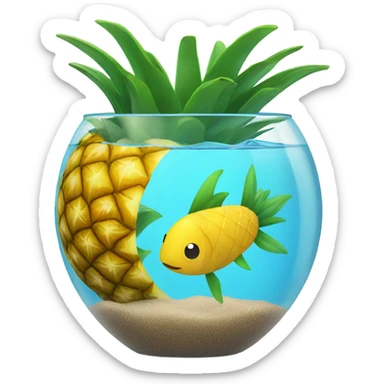 Pineapple in a fish bowl sticker