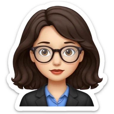 chica de cabello de un largo medio y ondulado cafe obscuro de lentes y con piel blanca sticker