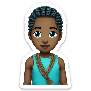 Short cut turquoise box braids boy with blue eyes  sticker
