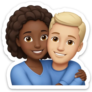 Interracial couple hugging sticker