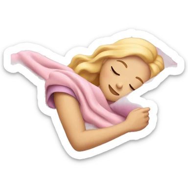 blonde girl sleeping on side with pink blanket sticker