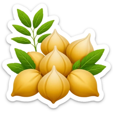 Georgian cuisine avatar in bright emoji-style illustration. Khinkali and herbs, rich golden and green colors, simple shapes, flat design, strong character. Without human sticker