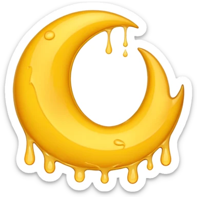 Melting waning crescent in yellow colour look more real sticker