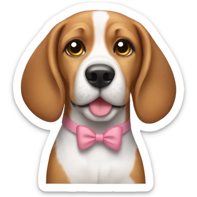 beagle wearing cute bow  sticker