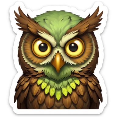 zombie owl portrait, head and shoulders only, ragged feathers, glowing eerie eyes, haunted night creature vibe, 3D cartoon, mobile game icon style, clean background, no text, no watermark
 sticker