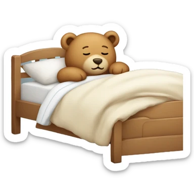 Cute teddy bear sleeping in a bed sticker