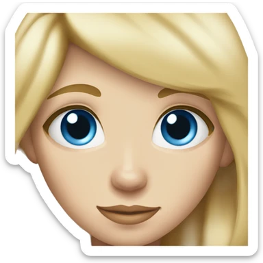 a blond girl with a blue eyes and a puppy  sticker