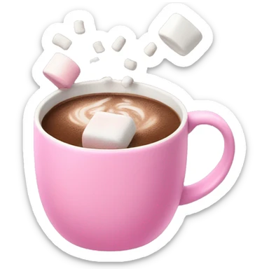 hot chocolate + marshmallows + pink mug sticker