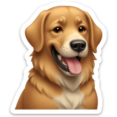 Perro con pelaje atigrado, de pelo corto y sonriendo sticker