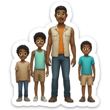 Tan skin man with dark hair and his 4 kids  sticker