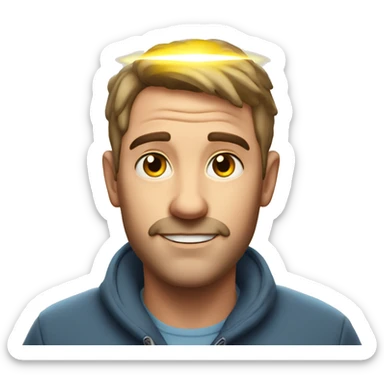 Australian dad with ring of light or halo on top of his head sticker