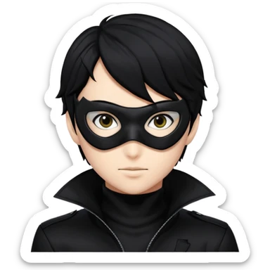 Akira persona 5 in a sleek black mask, playful eyes showing sticker