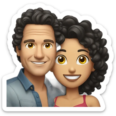 Carlos Vives with Colombian woman of 30's with short curly black hair sticker