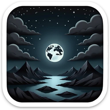 dark and eerie scene, the entire world covered in darkness. The sky is deep black with no stars or light, no moon, no glow just total void and silence. The atmosphere feels ominous and unsettling, as if darkness has swallowed everything. No characters, no visible light sources sticker