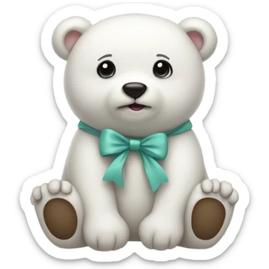white cute bear with bow sticker