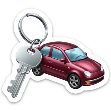 The car keys are burgundy sticker