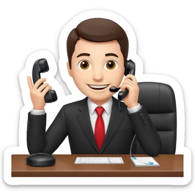 excited office boss on phone at his desk sticker