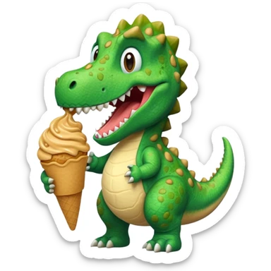 Dinasour eating ice cream with peanut butter sticker