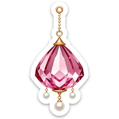 Rose-colored pastel glistening glossy sparkly shiny glittery hanging crystals pearls and beads and gemstones decorations sticker