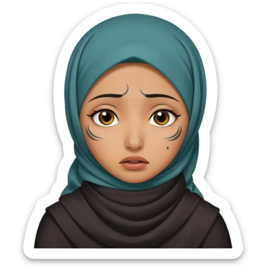 arab hijab ancient cry girl with tatooed sticker