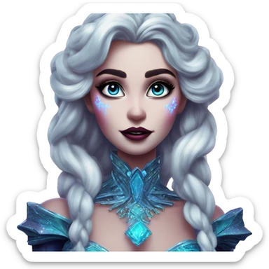 Synthwave Elsa in Lordi style, oil paint, epic eyes, intricate lips, exquisite pose, beautiful, desirable, logical sticker