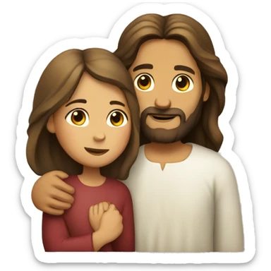 Jesus embracing a young woman sticker