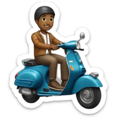 guy in vespa sticker