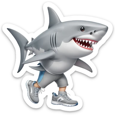shark with three legs wearing sneakers sticker