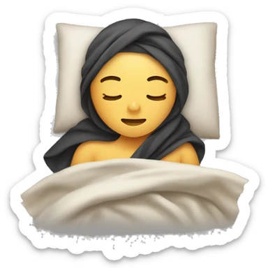 girl sleeping with blindfold on and sleeping with a blanket sticker