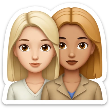 2 girls white and tan sticker