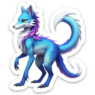 badass elegant wild beautiful natural badass futuristic epic exotic anthro modern furry cyborg-sergal-vernid-creature, full body, gradient pretty hair, with a long tufted tail, aesthetic, art by LiLaiRa, art by art by Falvie sticker