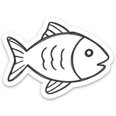fish, loose sketch lines, hand drawn icon style sticker