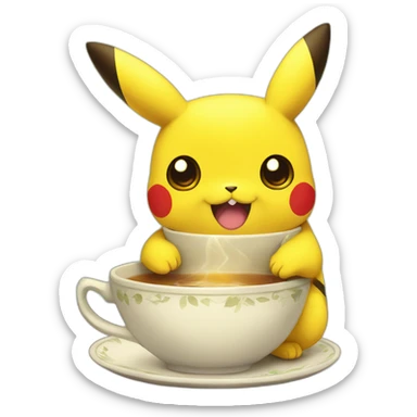 picachu with tea sticker